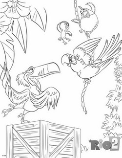 coloriage rio 2 blu  et ses amis